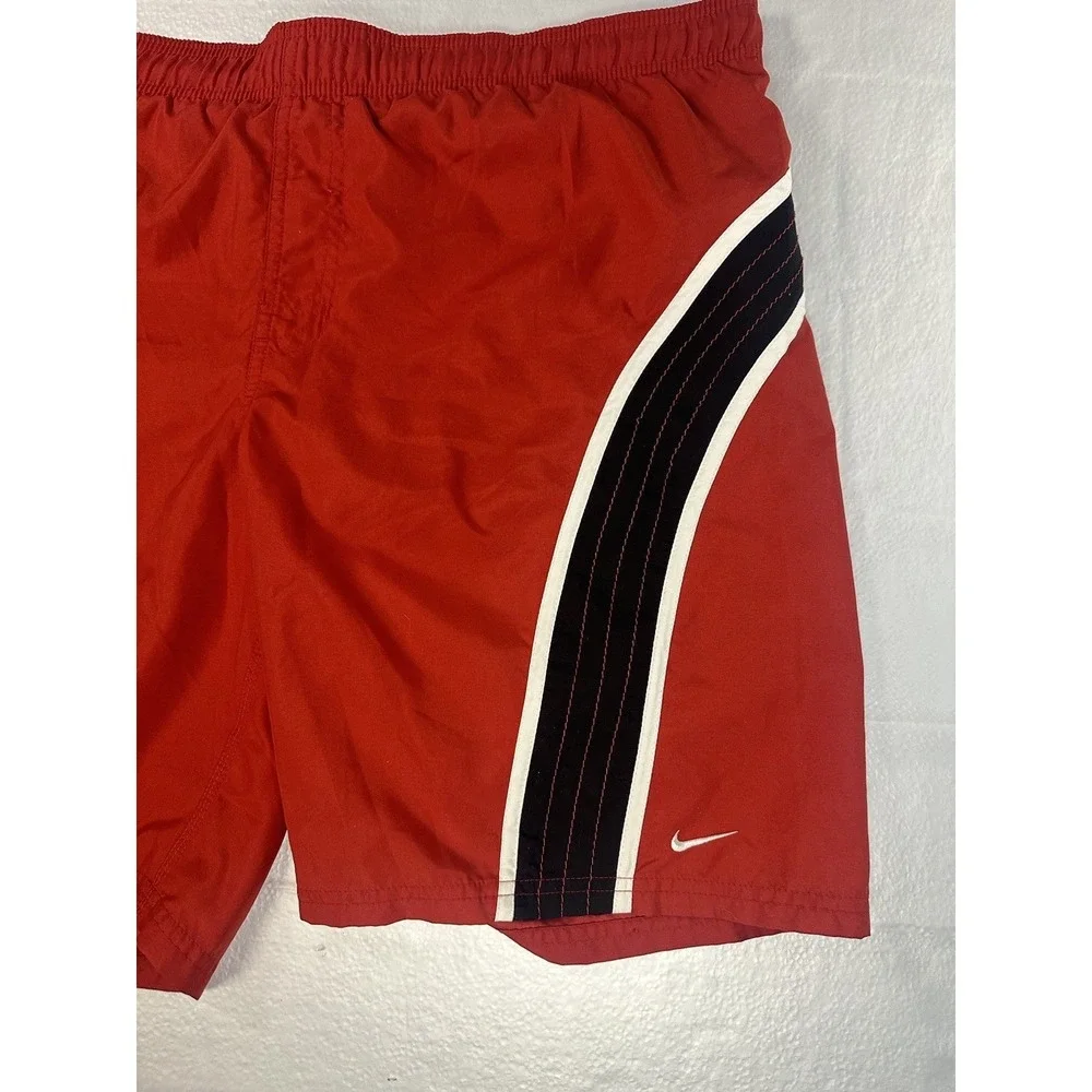 Nike Red Black Men's‎ Swim Trunks Size L Pockets - Vintage Nike Swim Shorts